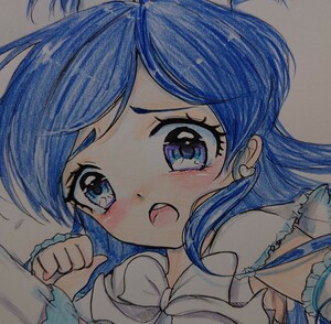 手描きイラスト　キュアホワイト　雪城ほのか　ふたりはプリキュア　『どこから見てるの…？！』