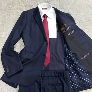  rare XL size! Paul Smith Paul Smith suit setup Loro Piana navy navy blue color polka dot pattern super130's summer wool feeling of luxury *