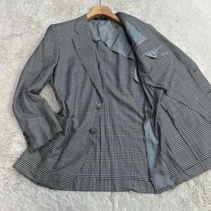 希少XLサイズ！ アクアスキュータム 【極艶！シルク100%】 Aquascutum テーラードジャケット A7サイズ グレンチェック 光沢シェルボタン