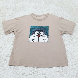 送料無料★Y1409 THE SHOP TK ザショップティーケー キッズ ジュニア 子供 半袖Tシャツ スパンコール ドラえもんコラボ ベージュカーキ 130