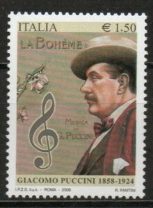  stamp J209 Italy composition house pchi-ni butterfly . Hara person music 1V.2008 year issue unused 