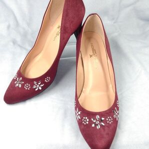 VIVID VERSION 赤系サテンビジューパンプス(P- 11)