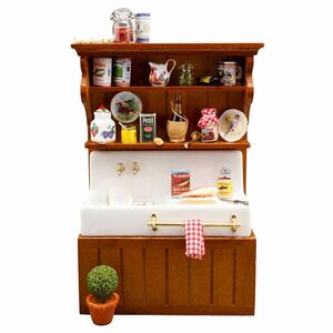  miniature roita- porcelain Brown kitchen sink small articles attaching RP1841-7 doll house for 