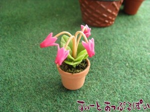 クリックポスト可 ミニチュア 鉢植えシクラメン SMFL030 ドールハウス用