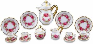  miniature roita- porcelain coffee set rose band RP1343-6 doll house for 