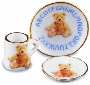  miniature roita- porcelain teddy bear. tableware set RP1653-5 doll house for 