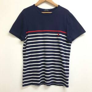 □POLO RALPH LAUREN 半袖Tシャツ M(175/96A) 紺 ポロラルフローレン メンズ ロゴ刺 綿100％ 複数落札同梱OK B240422-3●