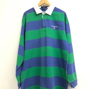 □POLO SPORT RALPH LAUREN ラガーシャツ XL 緑×青 ポロスポーツ ラルフローレン メンズ 複数落札同梱OK B240417-5の画像1