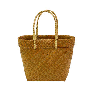 タイ製 カチュー 楕円 かごバッグ S ナチュラル 水草