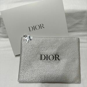 Christian Dior ディオール ノベルティ フラットポーチ シルバー ラメ 新品未使用♪