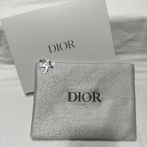 Christian Dior ディオール ノベルティ フラットポーチ シルバーラメ 新品未使用♪