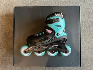  new goods! unused goods!NEW model Junior inline skates [ROLLERBLADE FURY Black/Sea Green 18.5.-21.0.] size adjustment OK!