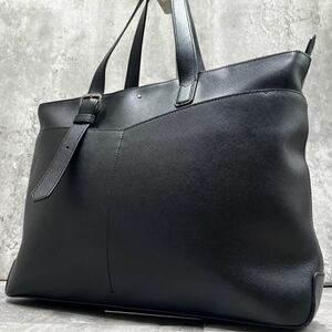 【現行モデル/美品】MONTBLANC モンブラン トートバッグ ビジネス ブリーフケース ハンド メンズ 肩掛け A4収納 サフィアーノレザー 黒