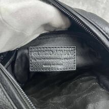 1円【極美品】GIORGIO ARMANI ジョルジオアルマーニ ショルダーバッグ メッセンジャー ポシェット メンズ ビジネス レザー ブラック_画像9