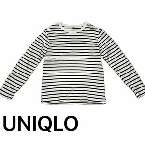 UNIQLO ユニクロ ボーダー 白 カットソー 長袖 ロンT トップス プルオーバー ホワイト