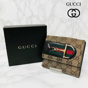 GUCCI グッチ シェリーライン 二つ折り財布 GGキャンバス