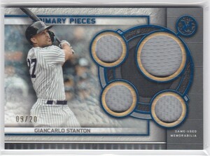 20枚限定! GIANCARLO STANTON (YANKEES) 2023 TOPPS MUSEUM COLLECTION PRIMARY PIECES QUAD RELIC JERSEY SAPPHIRE PARALLEL (#/20)