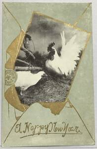 Art hand Auction 전쟁 전 그림 엽서 가나자와 전역 소인 연하장 닭, 인쇄물, 엽서, 엽서, 다른 사람
