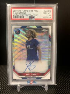 【1stナンバー PSA10 49枚限定】2022 Topps Chrome PSG Xavi Simons シャビ・シモンズ Auto 直書きサイン Wave Refractor