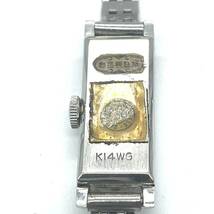 稼働品 Perfine パーフィン K14WG ヴィンテージ 手巻き 機械式 腕時計 17石 スクエア ホワイトゴールド 約14.0g_画像10