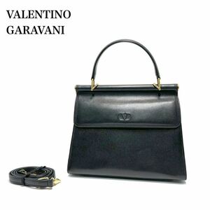 ☆美品☆ VALENTINO GARAVANI ヴァレンティノ バレンチノ エンボスVロゴ レザー 2way ハンドバッグ ショルダーバッグ