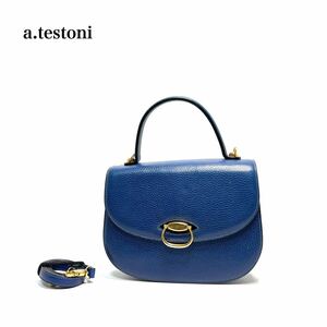 ☆美品☆ a.testoni ア.テストーニ italy製 レザー ゴールド金具 2way ハンドバッグ ショルダーバッグ