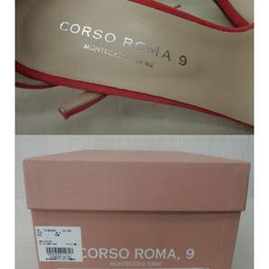 プラステ コルソローマ CORSO ROMA 9 サンダル 36 赤系 牛革スエード アンクルストラップ パンプス ピンヒール ハイヒール イタリア製の画像10