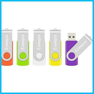 ★1GB-5個セット_オレンジ 緑 白 黄 紫★ 5 X 1GB USBメモリ Exmapor USBフラッシュドライブ 回転式 五色（オレンジ 緑 白 黄 紫）