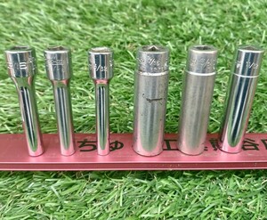 中古品 SNAP-ON 旧ロゴあり 1/4 6角 ディープソケット インチ STM05 STM6 STM11 STM-12 STM14【5/32 3/16 11/32 3/8 7/16】6個