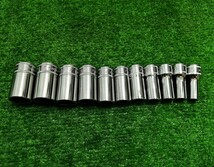 中古 不揃い Snap-on スナップオン 3/8 6角 セミディープソケット FSMS【19mm ～ 8mm】計11個セット_画像1