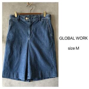 古着★GLOBAL WORK 麻混デニムハーフパンツ ショートパンツ キュロット