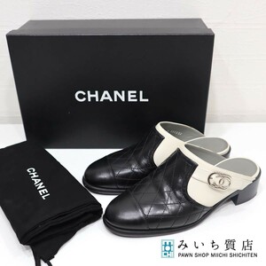 質屋 シャネル CHANEL 靴 ミュール G32232 X48035 約23cm 36 サイズサンダル スリッポン ホワイト ブラック k743 みいち質店