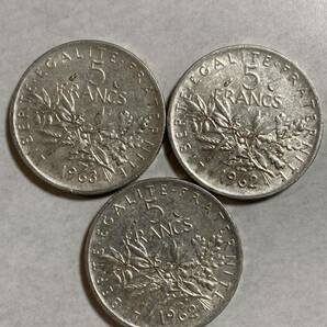 15 フランス 銀貨 3枚 種蒔き人の画像2