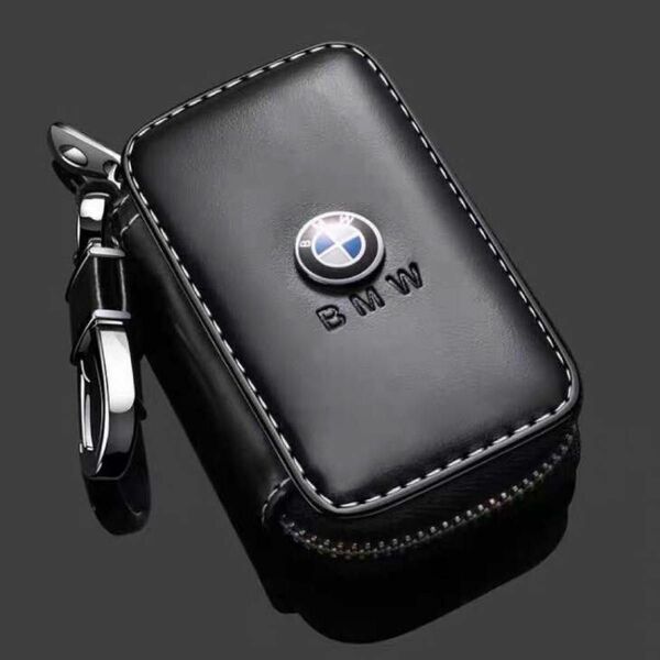 BMW ロゴ付き　新品 新型 スマートキーケース キーカバー キーホルダー メンズ レディース 鍵収納　カラビナ付き　ブラック