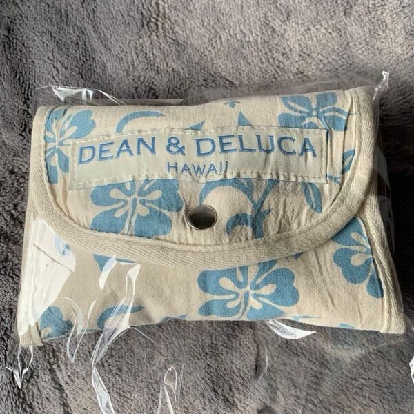 【新品 未使用】ハワイ限定 エコバッグ　ハイビスカス柄　水色 DEAN & DELUCA ディーン＆デルーカ