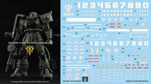 MG 1/100 量産型ザクII Ver2.0用水転写式デカール　他社製　ガンダム　ガンプラ　プラモデル