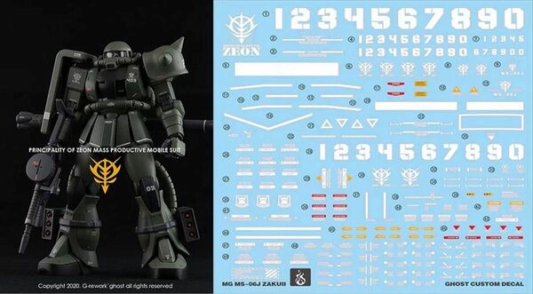 MG 1/100 量産型ザクII Ver2.0用水転写式デカール　他社製　ガンダム　ガンプラ　プラモデル