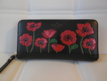 ■Katespade■USED■黒に赤の花柄■長財布■ケイトスペイド■_画像1