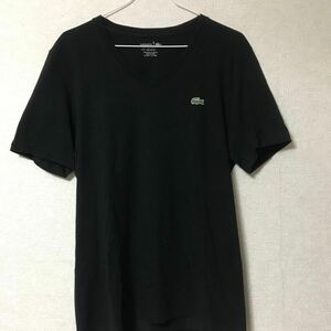 【LACOSTE】 Tシャツ 半袖 ラコステ Vネック ブラック サイズ4 ユニセックス