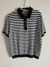 新品同様　Sサイズ　半袖ポロシャツ　Striped Knit Polo (2018 S/S)　ブラック　ホワイト　ボーダー　Supreme　シュプリーム_画像2