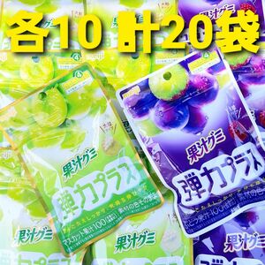 ★２種各１０袋 計２０袋★ 袋明治　果汁グミ　弾力プラス　マスカット　ぶどう　果汁１００　大粒タイプ　マスカットグミ　ぶどうグミ