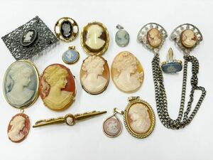 【セット】CAMEO カメオ アクセサリー 貴婦人 まとめ売りブローチ ペンダントトップ など 総重量105g