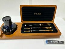 PARKER パーカー デュオフォールド ウッドデスクセット 万年筆 ペン先 18K 750 シャープペンシル ボールペン ②_画像1