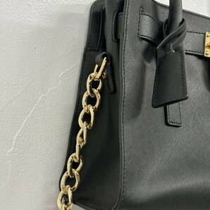 MICHAEL KORS マイケルコース 2WAYバッグ ハンド ショルダー ブラック レザー ゴールド金具 カデナ付きの画像2