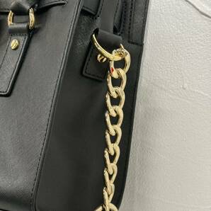 MICHAEL KORS マイケルコース 2WAYバッグ ハンド ショルダー ブラック レザー ゴールド金具 カデナ付きの画像3