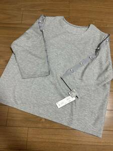 .kore new goods tops 7 minute sleeve gray cut and sewn 