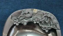 中国の古い硯 端渓水岩 花鳥硯 翡翠点 青花 天青色 黄龍文 15.4×10.5×3CM 唐物 文房具 文房四宝 書道用品 中国美術工芸品_画像3