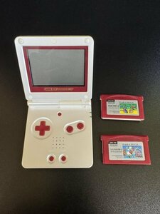 Nintendo　ゲームボーイアドバンスSP　AGS-001　ファミコンカラー　ソフト2本付き　D042106