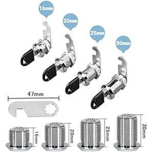 JBP カムロック メールボックスロック 引き出し キャビネット ドア ロック 鍵 キー2個付き シリンダー錠 補助錠 4個セットの画像4