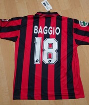 【未使用タグ付き】LOTTO ACミラン milan 96/97 ホーム 半袖 #18 ロベルト・バッジョ　Roberto BaggioサイズL 現状品_画像1